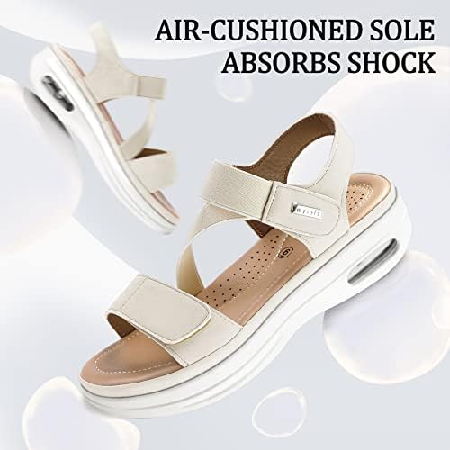 mysoft Women's Comfortable Walking Sandals Platform Wedge Ankle Strap - Image 4