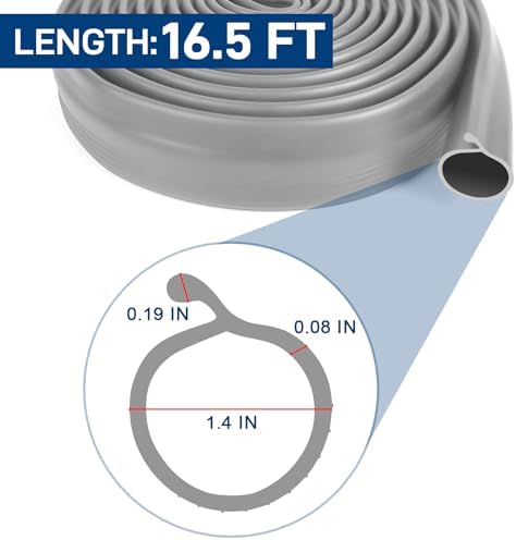 16.5FT Garage Door Bottom Seal Rubber 0.19" P Bulb Bottom Garage Weather Stripping for Single Channel, Flexible Weatherproof Replacement Strip Seal Fits 16.5FT Wide (16.5FT, Gray) - Image 2