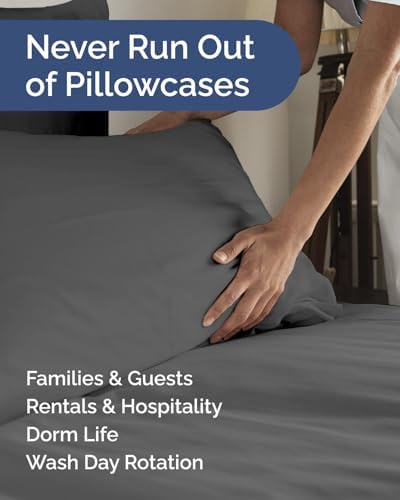 Standard Pillow Cases - 8 Pack Pillowcase Covers - 20" x 26" (Charcoal) - Image 5
