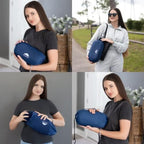BlueHills Lightweight and Ultra Compact Travel Blanket Pillows for Two Airplane Traveling Essentials Flight Throws in Bag case with Backpack Clip Compact Large Plane – Teal Blue and Navy Blue - Image 7