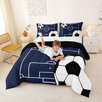 Football Boys Comforter Set Full Size Soccer Ball Pattern Bedding Set for Kids Teens,Sports Theme Down Comforter Football Court Duvet Set Gamer Room Decor White Quilt Set,Breathable Polyester - Image 3