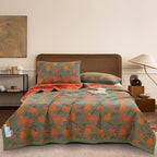 100% Cotton Muslin Blanket Jacquard Ginkgo Leaf Floral Pattern Quilt, Soft Bed Cover Lightweight Breathable Gauzy Reversible Bedspread Coverlet Bedding Full/Queen(78"x94"), No Pillow Sham by Purefair