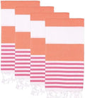 Turkish Beach Towels Set of 4 | Oversized, Quick Dry, Sand Free | 100% Cotton, Large 38x71 Towels for Beach, Pool, Travel | Ultra-Soft, Compact, and Absorbent | Orange/Fuchsia by PADISHAHHOME