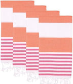 Turkish Beach Towels Set of 4 | Oversized, Quick Dry, Sand Free | 100% Cotton, Large 38x71 Towels for Beach, Pool, Travel | Ultra-Soft, Compact, and Absorbent | Orange/Fuchsia by PADISHAHHOME