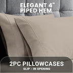 Pizuna 100% Cotton King Size Pillow Cases 600 Thread Count Simply Taupe - Image 4