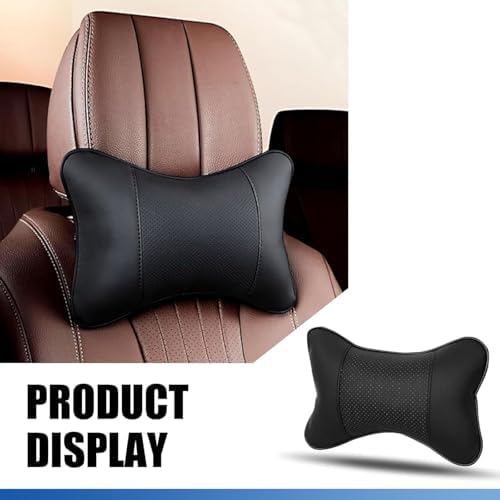 2 Pack Car Neck Pillow for Ford Ranger 2005-2009, PU Leather Breathable Neck Support, Car Headrest for Most Cars, Soft Head Cushion for Driving, Travel, Home and Office, Gray - Image 2