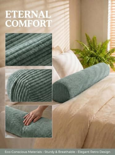 Long Cylinder Pillow Corduroy Lumbar Pillow Neck Roll Throw Pillow - Image 4