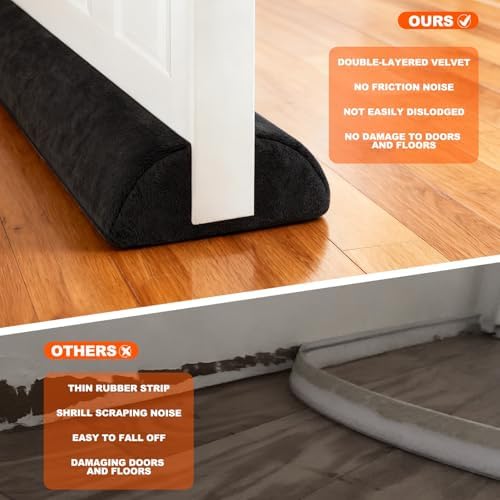 GDHOMM Door Draft Stopper, Door Sweep Noise Blocker Door Draft Guard for Bottom of Door Energy Saving Cold Air Blocker Fits 0.5 to 1.7" Gap,Size Adjustable 30" to 36" (Pack of 2) - Image 4