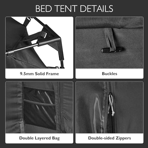 Queen Bed Tent Canopy for Kids and Adults with 93% Blackout Sleeping Tents - Image 5