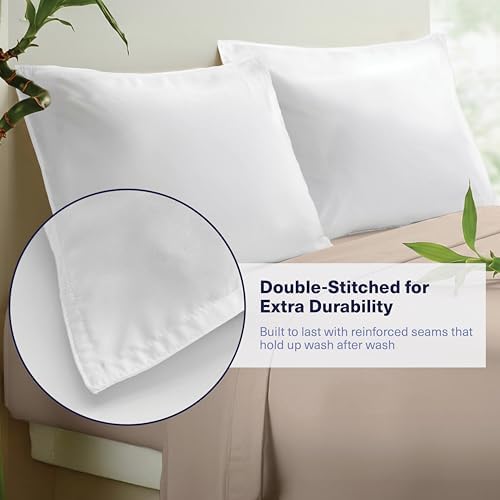 Kickoff Viscose Bamboo Pillowcase, King, Set of 2, 100% Organic Hidden Zippered Viscose Bamboo Pillow Case King Size, Cooling Pillow Cover for Hot Sleepers (20"x40", Snow White) - Image 3