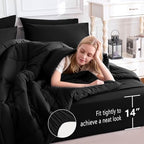 CozyLux King Size Comforter Set Black, 7 Pieces Bed in a Bag, Black Comforter King Size, All Season Bedding Sets with Stitch Quilted Comforter, Flat Sheet, Fitted Sheet, Pillowcases (Pack of 2) - Image 5