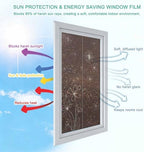 Brown Window Privacy Film Rainbow Static Cling Stain Glass Window Film for Glass Door, Decorative Heat Control UV Blocking Frosted Sunroof Decal Sticker for Car Bathroom Home 29.5"x118" Spring Flora - Image 4