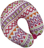 Bookishbunny 2pcs Micro Bead Set U Shaped Neck Travel Pillow 12" x 12" x 4" and Roll Back Pillow Cushion 13" x 7", Various Designs (Pink Wave) - Image 3