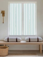 Window Privacy Film Frosted, Teal Green Lines Reusable Static Cling Window Tints, Modern Vertical Striped Vintage Minimalist Heat Control Windows Films for Offices, Balcony, 29.5 x 118 Inches - Image 5
