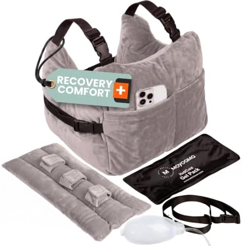 MOYOAMA Post Mastectomy Pillow – 4pc Protective Set with Gel Pack, Seatbelt Cushion, & Shower Lanyard– After Double Mastectomy Pillow Post Surgery Recovery Must Haves, Lumpectomy Recovery Supplies Kit by MOYOAMA