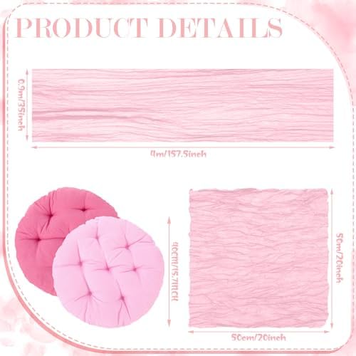Beeveer 71x150'' Extra Large Outdoor Picnic Blanket with Pink Table Runner 12 Napkins and 12 Pink Floor Pillow Cushions for Picnic Party Camping Wedding Bachelorette Birthday Baby Shower Decor - Image 6