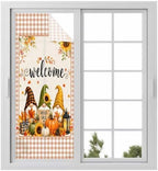 Window Privacy Film Frosted, Thanksgiving Gnomes Static Cling Door Window Covering, Fall Orange White Pumpkin Maple Leaf UV Blocking Windows Film for Office, Hotel, Bedroom, 29.5 x 78.7 Inches by Unknown