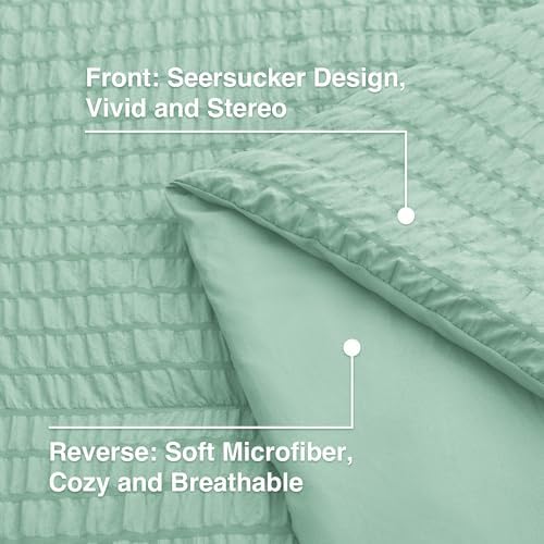 Seersucker Light Green California King Comforter Set, 7-Piece Bed in a Bag - Image 5