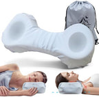 Cervical Neck Pillows for Tension Muscle Relief, Neck Roll Pillow for Side Sleepers, Camping & Travel Neck Support Memory Foam Pillow, Cervical Traction Device with Storage Bag by MixinisoSleepingHouse