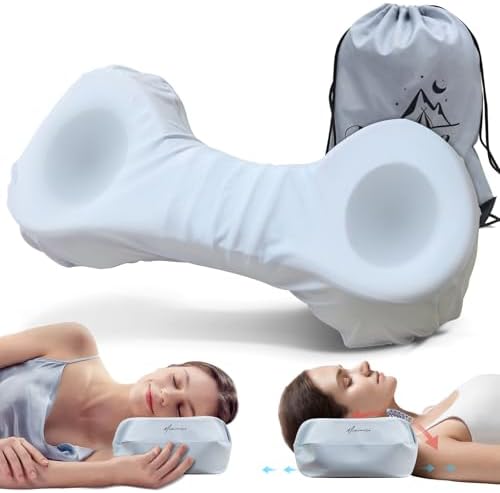 Cervical Neck Pillows for Tension Muscle Relief, Neck Roll Pillow for Side Sleepers, Camping & Travel Neck Support Memory Foam Pillow, Cervical Traction Device with Storage Bag by MixinisoSleepingHouse