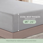 Elegant Comfort 1500 Premium Quality 6-Piece Bed Sheet Set - 18-24 Inch Extra Deep Pocket, Smart Storage Pockets, Wrinkle Free Ultra Soft 6PC Extra Deep Pocket Sheets, King, Silver Gray - Image 5