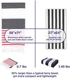 Turkish Beach Towels Set of 4 | Oversized, Quick Dry, Sand Free | 100% Cotton, Large 38x71 Towels for Beach, Pool, Travel | Ultra-Soft, Compact, and Absorbent | Black/Red - Image 3
