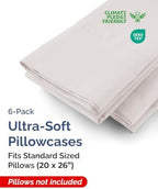 Standard Pillow Cases - 6 Pack Pillowcase Covers - 20" x 26" (Light Grey) - Image 2