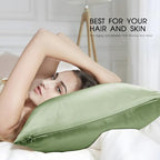 100% Mulberry Silk Toddler/Travel Pillowcase, Mint Green, 13"x18" - Image 2