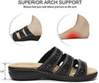 Women's Comfort Leather Slides Lightweight Flat Sandals Cute Slip On Casual Walking Slippers - Image 5