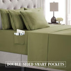 Elegant Comfort Luxury Soft 6-Piece 1500 Premium Hotel Quality Bed Sheet Set with Extra Deep Pockets 18-24 Inch, Wrinkle Free, Storage Pockets, Extra Deep Pocket 6PC Sheets, King, Sage Green - Image 5