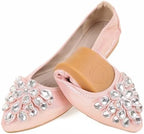 Flats Shoes for Women Rhinestone Wedding Ballerina Shoes Foldable Sparkly Comfort Slip on Flat Dressy Flats by ZQKSEOHS