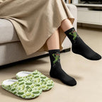 Jeiento Fuzzy Slippers and Crew Sock Set for Women Men Couple Warm Cozy Memory Foam House Shoes Soft Slip-on Slides for Home,Travel - Image 4