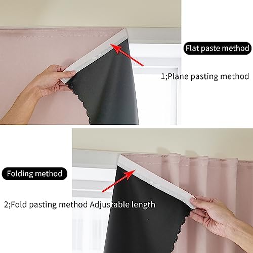 AJAZZ 100% Blackout Shades Window Cover Self Adhesive Curtains Sticky Curtain Portable Easy Open Black Out Curtains for Bedroom Living Room No Drilling (Pink, 59" W x 84" L 1 Panel) - Image 4