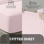 Pizuna Pure 100% Cotton King Fitted Sheet 600 Thread Count Light Pink - Image 4