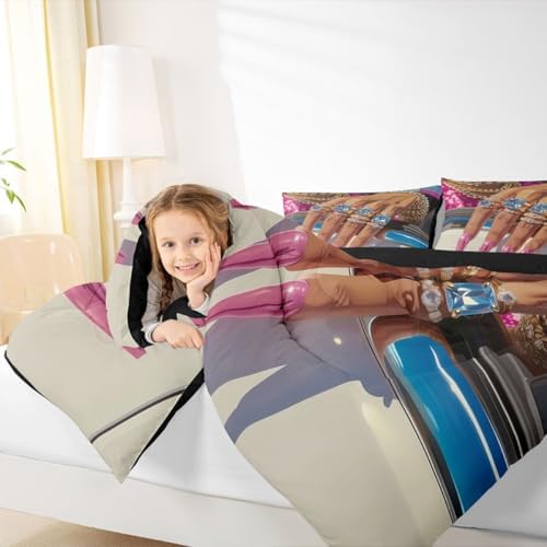 Erosebridal Black Woman King Bedding Set for Girls Teens Afro Magical Comforter Set Soft Microfiber Luxury African American Quilt Black Female Girls Bed Set for Melanin Bedroom Decor, 3 Piece - Image 5
