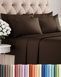 Cal King 6 Piece Bed Sheet Set - Soft & Cooling Sheets - Chocolate Brown by CGKUnlimited
