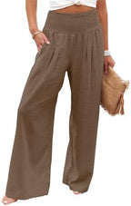 Angerella Womens Elastic High Waisted Palazzo Pants Casual Wide Leg Long Lounge Pant Trousers with Pocket by Angerella