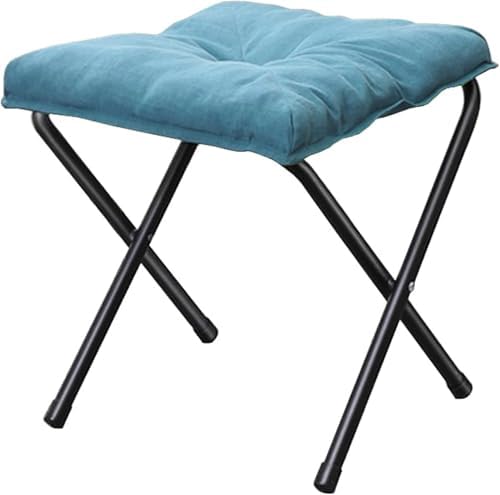 Foldable Ottoman Foot Rest, Foot Stool with Soft Cushion, Compact Lazy Sofa Stool for Living Room Bedroom Office Dorm RV (Blue) by Unknown