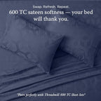 Threadmill 600TC Cotton King Pillowcases, Sateen, Jacquard, Folkstone Blue - Image 4