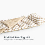 Wake In Cloud - Toddler Nap Mat with Pillow and Minky Fleece Blanket, for Kids Boys Girls Ages 3 Plus in Daycare Preschool, Roll Up Sleeping Bag, Gingham Grid Checkered, Brown White, Standard - Image 5