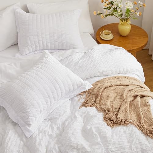 Love's cabin Seersucker White Full Comforter Set, 7-Piece Bed in a Bag - Image 4
