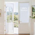 RYB HOME 100% Blackout 2 Panels Blackout French Door Curtains, Room Darkening Shades Small Window Curtains and Drapes Thermal Insulated Tricia Door Blinds for Patio Doorway, W26 x L40 inch, Pure White by RYBHOME