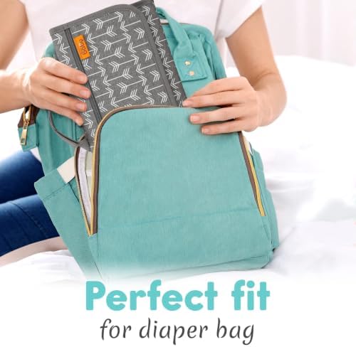 Kopi Baby Portable Diaper Changing Pad, Wipes Pocket, Modern Grey Arrows - Image 6