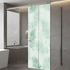Window Privacy Film Frosted, Light Green Botanical Static Cling Door Window Covering, Summer Palm Leaves Foliage Tropical UV Blocking Windows Film for Office, Hotel, Bedroom, 29.5 x 78.7 Inches - Image 5