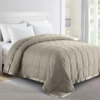 puredown® California King Blanket - Soft Lightweight Down Blanket for All Seasons, Cozy Warm Luxury Bed Blanket with Satin Trim, Khaki (110"X98") by Puredown