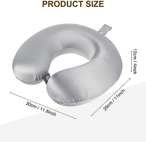 PATIKIL Silk Travel Pillow for Airplane, 22 Momme Real Silk Cover 100% Memory Foam Filled Travel Neck Pillow Sleeping Anti Wrinkle Pillow Head Neck Support for Plane Train, Gray - Image 2