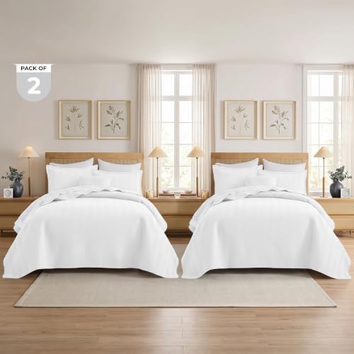 IR Imperial Rooms Queen Quilt Bedding Set White Bedspread Wave 2 Pack - Image 5