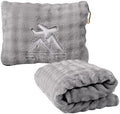Travel Blanket and Pillow-2-in-1, Ultra-Soft&Compact, One-Piece Airplane Blanket with Hand Luggage Belt and Backpack Clip,Travelers Accessories Gifts, 61x43 Inches (Gray) by Unknown