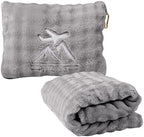 Travel Blanket and Pillow-2-in-1, Ultra-Soft&Compact, One-Piece Airplane Blanket with Hand Luggage Belt and Backpack Clip,Travelers Accessories Gifts, 61x43 Inches (Gray) by Unknown