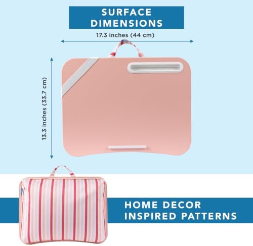 LAPGEAR Designer Lap Desk – Pink Stripes, 2-Pack with Storage Basket - Image 6